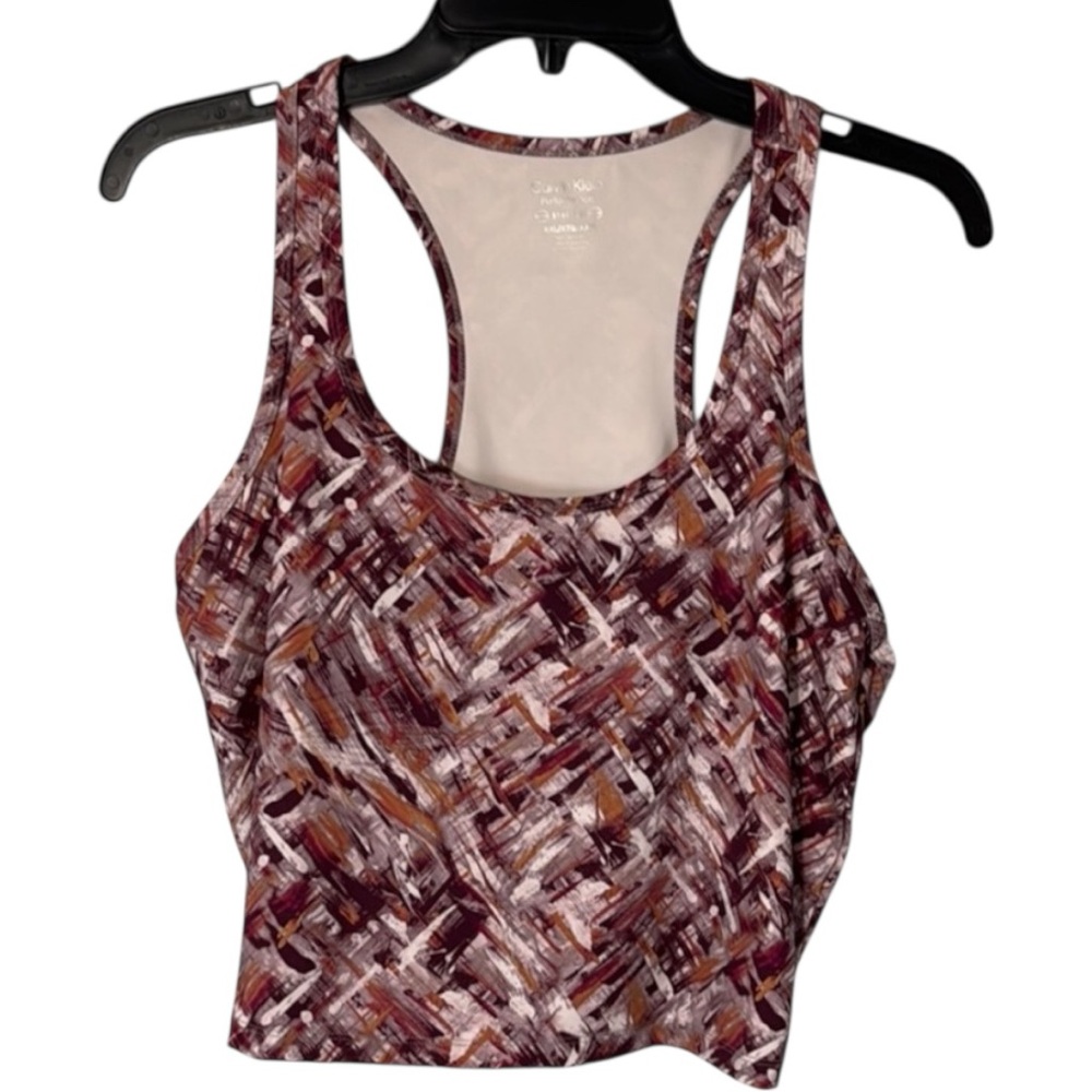 Calvin Klein Top Purple Abstract Racerback Athletic Crop in Size XXL ‎ NWT